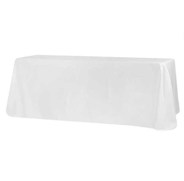 90x132 White Rectangular Tablecloth